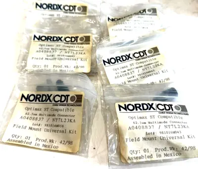 NEW LOT OF 6 NORDX/CDT FIBER OPTIONS A0408837 CONNECTOR KIT