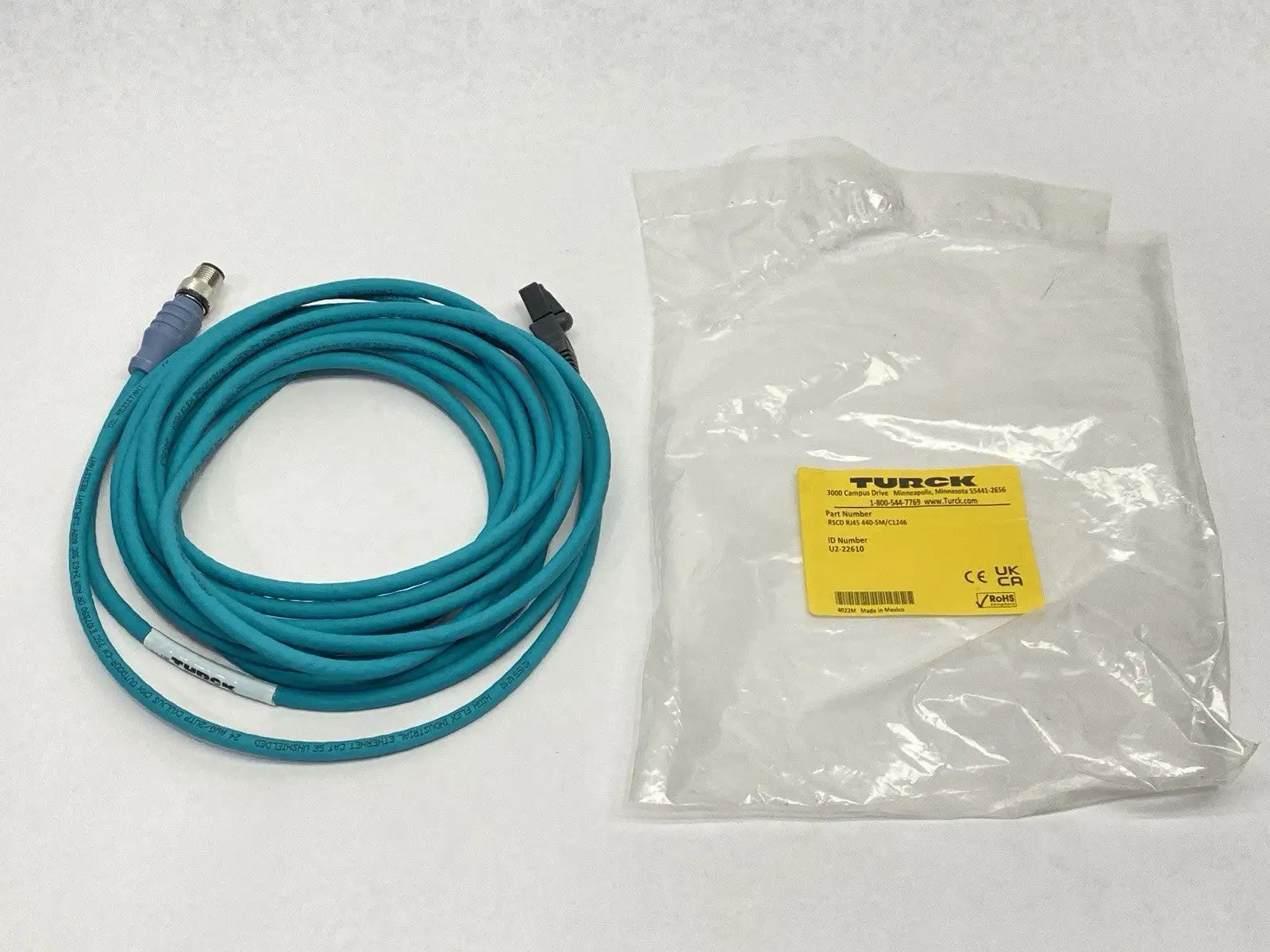 New | in-Stock Turck Ethernet Cordset Male M12 To RJ45 5m U2-22610 Cable & Wire Michigan US | Maverick Industrial Sales #1393114