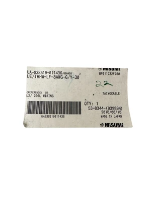 New | in-Stock MISUMI UE/THHW-LF-8AWG-G/Y-30 Cable & Wire | Industrial Parts R Us Inc. #360524