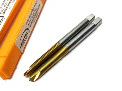 USED HERTEL SPIRAL POINT TAP: #10-32 UNF, 2 FLUTES, PLUG CHAMFER