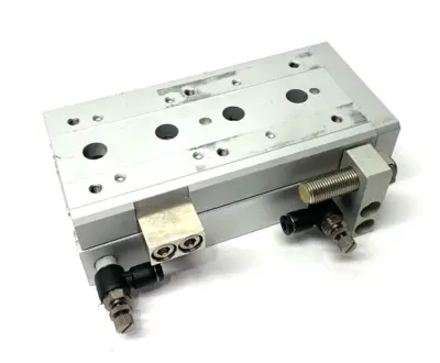 USED SMC GUIDED SLIDE TABLE CYLINDER, 20MM BORE, 75MM STROKE ADJUSTABLE