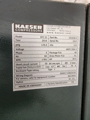 USED 2016 KAESER SFC 22