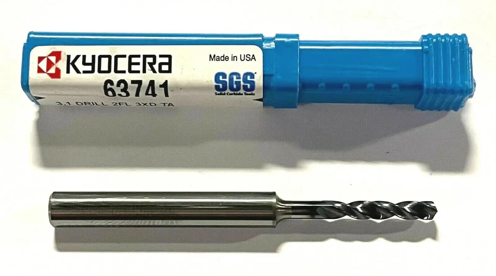 Kyocera 3.1mm Solid Carbide Drill 3xD TA Coating 145° Point Angle 2 Flute USA