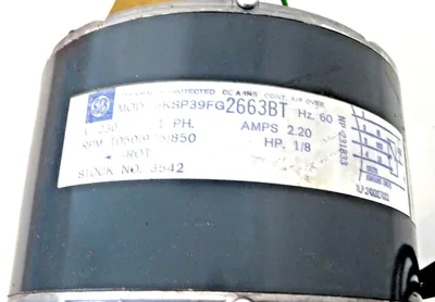 USED GENERAL ELECTRIC 3542 OVERLOAD PROTECTION 5KSP39FG2663BT 1050RPM 3 SPEED