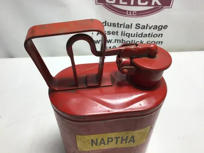 Naptha Vintage Red Metal Safety Can For Flammables Flame Arrester Trigger-Handle