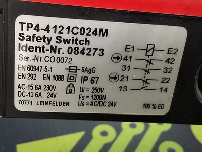 EUCHNER TP4-4121C024M SAFETY SWITCH (NO KEY) 084273