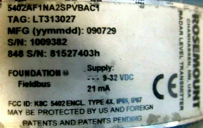 USED ROSEMOUNT 5402AF1NA2SPVBAC1 RADAR LEVEL TRANSMITTER