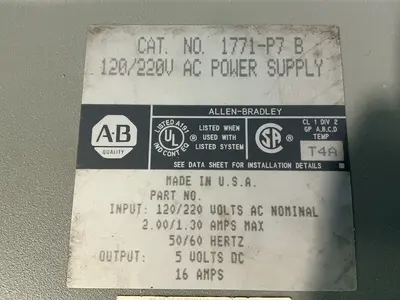 Used ALLENBRADLEY 1771P7 B PLC Power Supplies Ohio US | HGR 24 #1507648