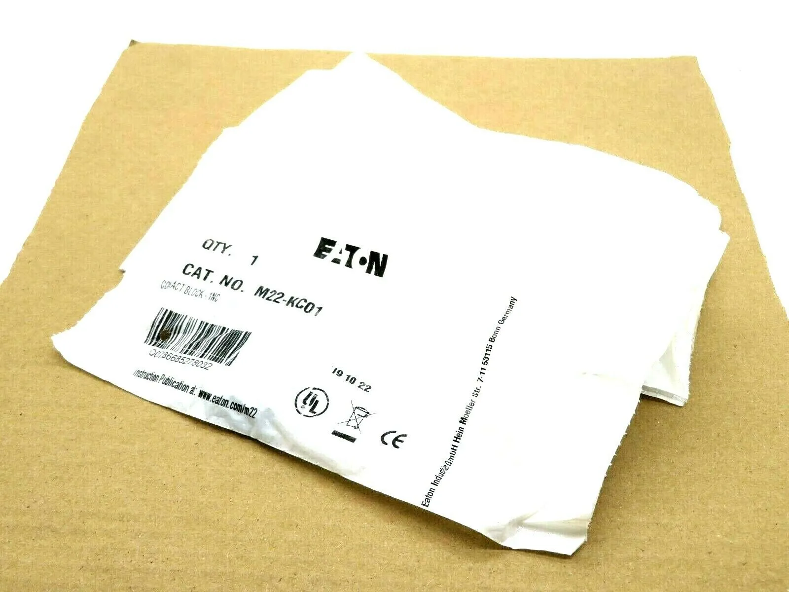 NEW LOT OF 6 EATON M22-KC01 CONTACT BLOCK M22KC01