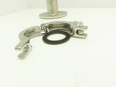 Stainless Sanitary 90° Long Elbow 1.5" Tri-Clamp x Flanged 2-Bolt  Lot of 7