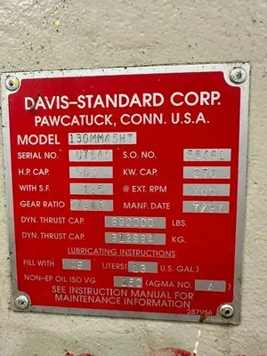 Used 1997 DAVIS STANDARD 130MM 30:1 EXTRUDER Extruders New York US | Mark One Machinery #80221