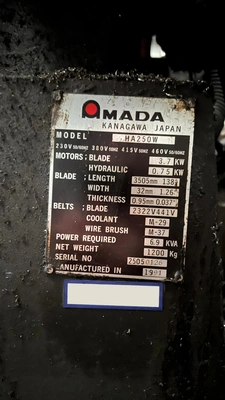 AMADA Horizontal Band Saw, in very good used condition, POA