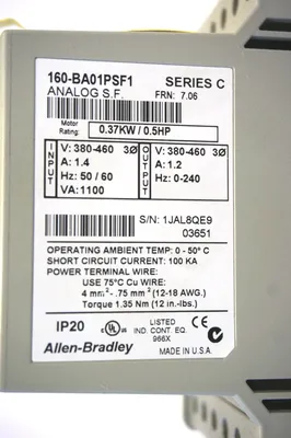 NEW ALLEN BRADLEY 160-BA01PSF1 DRIVE SER.C 160BA01PSF1