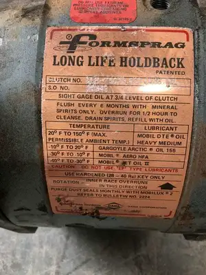 Formsprag LLH-750 3.43″ Backstopping Clutch 7,000lb-ft 380RPM Overturn