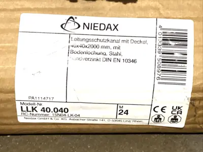 Used NIEDAX CABLE TRAY SNAP-ON COVER LID 40X40MM 2M LOT OF 7 Conduits Michigan US | Maverick Industrial Sales #1090765