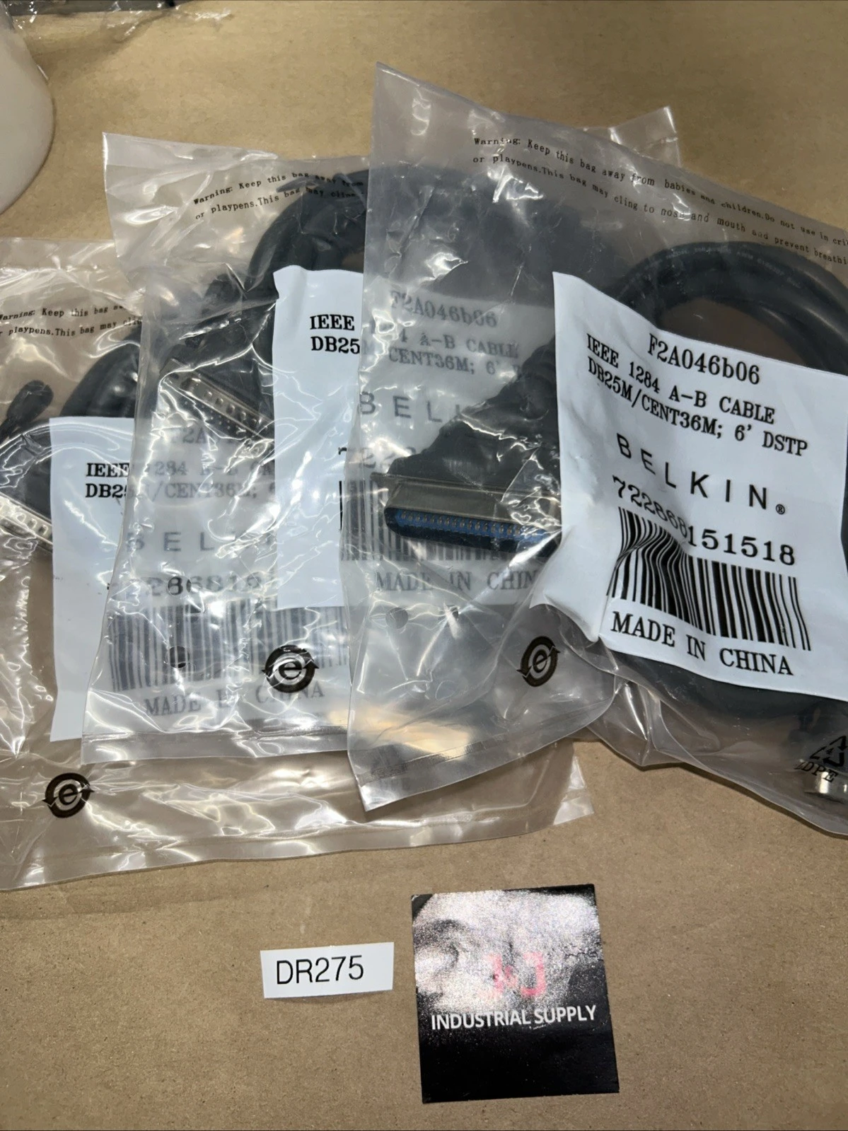 (3) BELKIN F2A046B06 PRINTER CABLE NEW IN SEALED BAG FAST SHIPPING! + WARRANTY