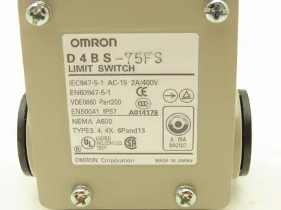 Omron D4BS-75FS Solenoid Interlock Limit Switch Safety Door 2A/400V