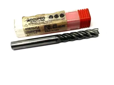 USED ACCUPRO SQUARE END MILL: 3/8" DIA, 1-3/4" LOC, 4 FLUTE, SOLID CARBIDE