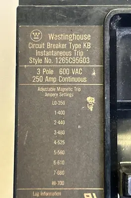 Used WESTINGHOUSE 1265C95G03 Miscellaneous Equipment (Electrical & Power) Ohio US | Surplus Asset Holdings #1237232