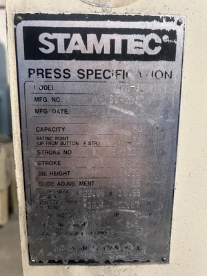 USED 2001 STAMTEC STAMTEC G1-80 PRESS