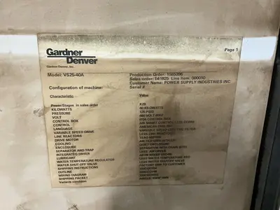 Used GARDNER DENVER VS2540A Rotary Screw & Sliding Vane Air Compressors Ohio US | HGR 24 #1277747