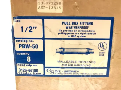 USED O-Z/GEDNEY WEATHERPROOF PULL BOX END FITTING SET 1/2" INCH