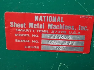 Used NATIONAL SHEET METAL MACHINES INC N9616 Box & Pan Brakes including Finger Ohio US | HGR 24 #912931