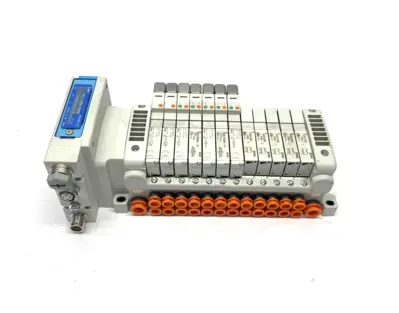 VV5QC11-12N7SEAN-D0S, VVQ1000-10A-1, VQC1400N-51, VQC1500N-51, | SMC VV5QC11-12N7SEAN-D0S Pneumatic Solenoid Valve Manifold, 12-Station - Used