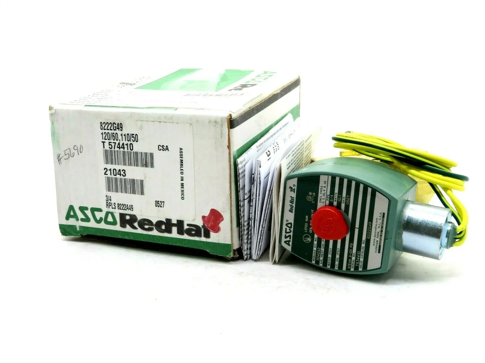 NEW ASCO 8222G49 SOLENOID VALVE 3/4" 2 WAY 120 VAC