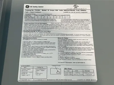 New | in-Stock GENERAL ELECTRIC TH3362 Disconnects Ohio US | HGR 24 #1278485