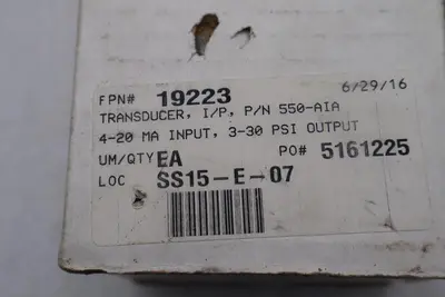 NEW CONTROLAIR O/B 0-30PSI ELECTRIC TO PNEUMATIC TRANSDUCER 550-AIA STOCK L-785