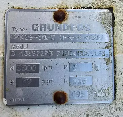 USED GRUNDFOS B 40W97175 P10140US1123