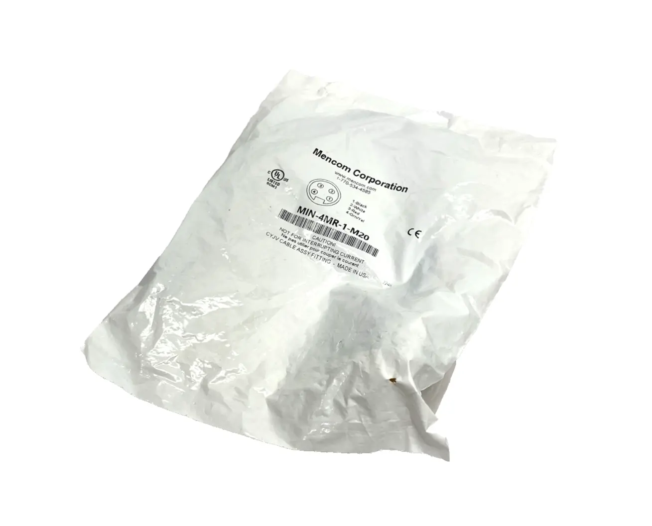 MIN-4MR-1-M20 | Mencom  Size I Receptacle 4-Pin Male 7/8" M20 Front Mount 16AWG 10A - New