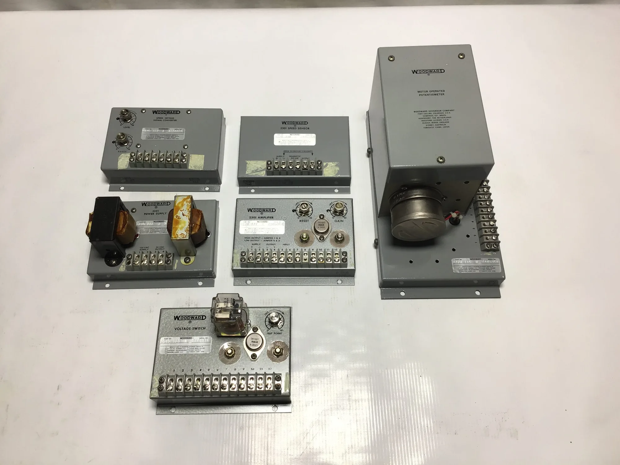 Woodward 2301 Motor Operated Potentiometer/Speed Sensor/Signal Converter/Power Supply/Amplifier/Voltage Switch (Set)