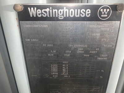 Westinghouse 2000/2240 KVA 13,800-2400Y/138 Oil Fille5d Transfor