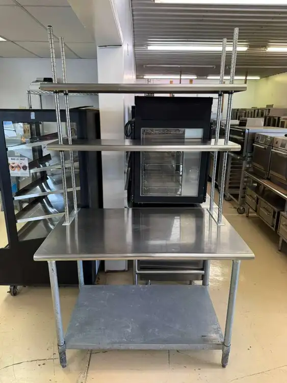 Used Eagle Used 48"x 30"x 83" Stainless Steel Table with Overshelves Food Prep Tables Illinois US | Falcon Restaurant Supply #1375037