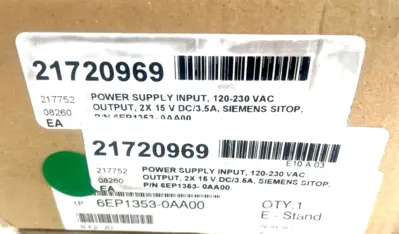 NEW SIEMENS 6EP1353-0AA00 POWER SUPPLY 120-230VAC 3.5A 15VDC 6EP13530AA00