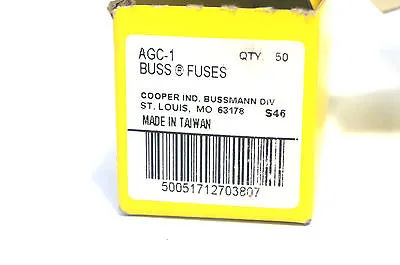 85 NEW BUSSMANN AGC-1 FUSES AGC1