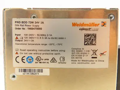 Weidmuller 1469470000 PRO ECO DIN Rail Power Supply 72W 24V 3A