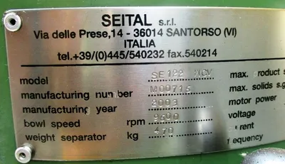 SPX Seital SE 122 WCV clarifier on SRS SR-1020 module, 304SS.