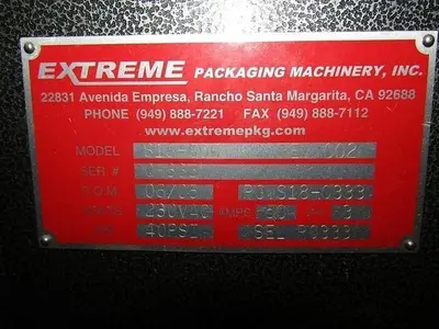 EXTREME PACKAGING SYSTEM MODEL S18-GDC SEALER XT18 HEAT SHRINK TUNNEL (2008)