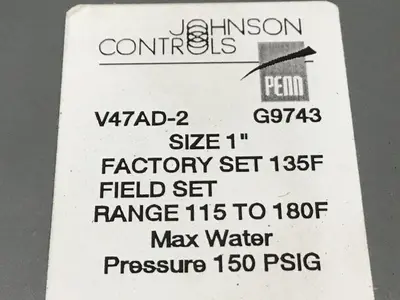 USED JOHNSON CONTROLS V47AD-2