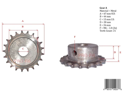 New | in-Stock PRO-FILL INC GEAR E (38MM X 15MM) Conveyor Parts | ProFill Inc #948230