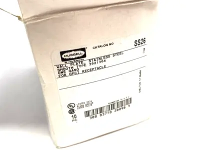 USED HUBBELL METALLIC PLATE, 1-GANG GFCI STAINLESS STEEL PKG OF 10