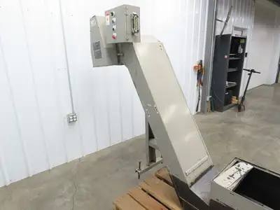 Enomoto CNC Chip Conveyor 16"x 67" Infeed 46-50" Discharge 220V 3PH