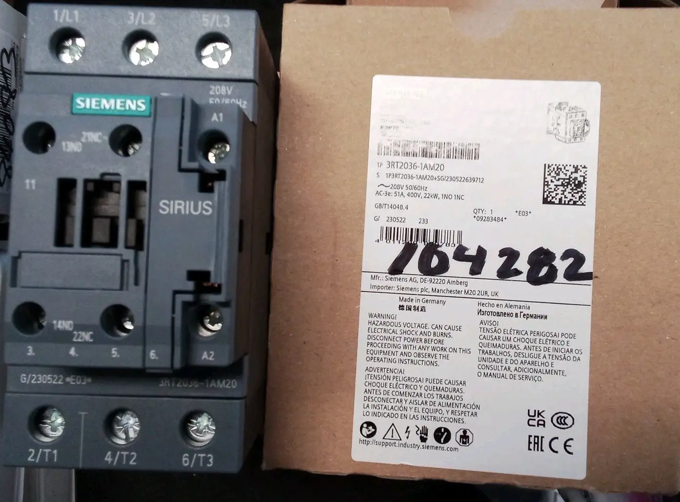 New | in-Stock Siemens SIEMENS 3RT2036-1AM20 PLC Contactors US | Infinity wholesale & Supply LLC #1305715