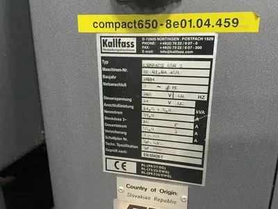 Used 2004 KALLFASS COMPACT 650 S Miscellaneous Packaging Equipment Ohio US | HGR 24 #1548074