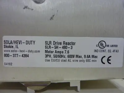 USED SOLA ELECTRIC SLR-5H-480-3