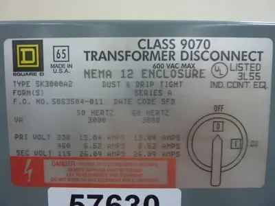 USED SQUARE D 9070-SK3000A2