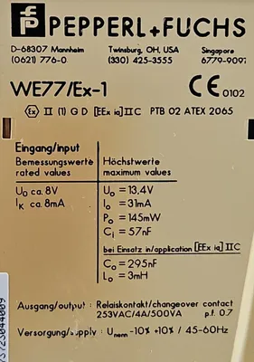 PEPPERL+FUCHS WE77/Ex-1 SWITCH AMPLIFIER 3B-22
